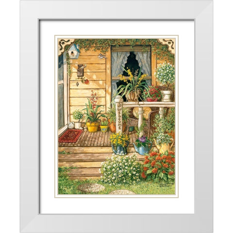 Summer Front Porch White Modern Wood Framed Art Print with Double Matting by Kruskamp, Janet