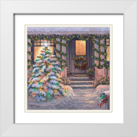 Welcome to Christmas White Modern Wood Framed Art Print with Double Matting by Kruskamp, Janet