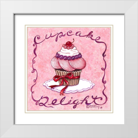 Cupcake Delight White Modern Wood Framed Art Print with Double Matting by Kruskamp, Janet