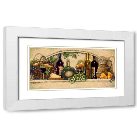 Wine, Fruit and Cheese White Modern Wood Framed Art Print with Double Matting by Kruskamp, Janet