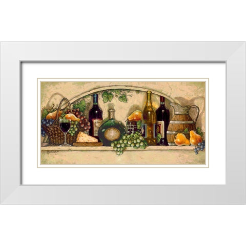 Wine, Fruit and Cheese White Modern Wood Framed Art Print with Double Matting by Kruskamp, Janet