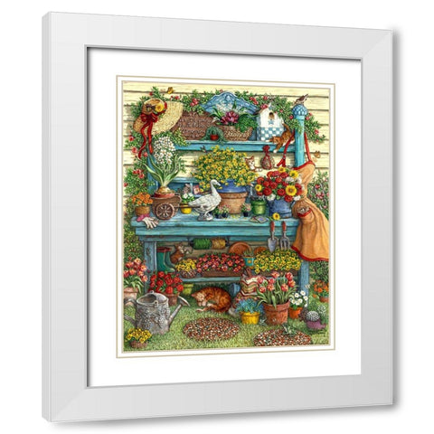 Welcome to Spring White Modern Wood Framed Art Print with Double Matting by Kruskamp, Janet