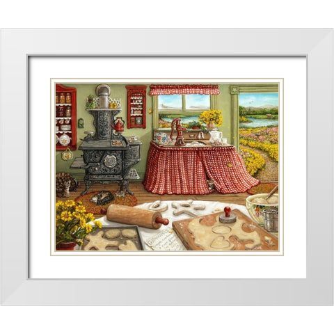 Cookie Baking Day White Modern Wood Framed Art Print with Double Matting by Kruskamp, Janet