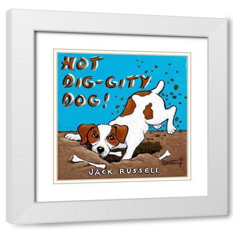 Hot Dig-Gity Dog White Modern Wood Framed Art Print with Double Matting by Kruskamp, Janet