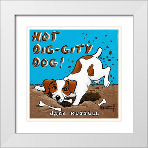 Hot Dig-Gity Dog White Modern Wood Framed Art Print with Double Matting by Kruskamp, Janet
