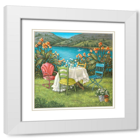 Table for Four White Modern Wood Framed Art Print with Double Matting by Kruskamp, Janet