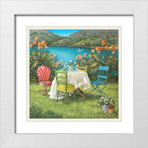 Table for Four White Modern Wood Framed Art Print with Double Matting by Kruskamp, Janet