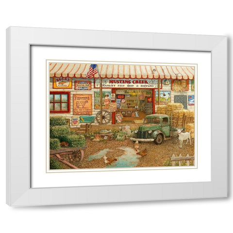 Mustang Creek Feed Store White Modern Wood Framed Art Print with Double Matting by Kruskamp, Janet