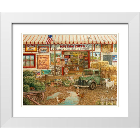 Mustang Creek Feed Store White Modern Wood Framed Art Print with Double Matting by Kruskamp, Janet