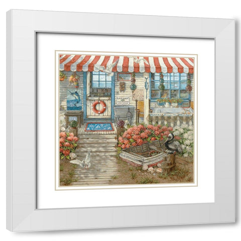 Hook, Line n Sinker White Modern Wood Framed Art Print with Double Matting by Kruskamp, Janet