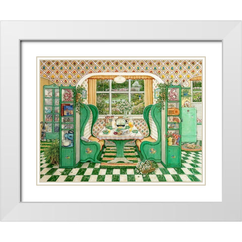 1940s Breakfast Nook White Modern Wood Framed Art Print with Double Matting by Kruskamp, Janet