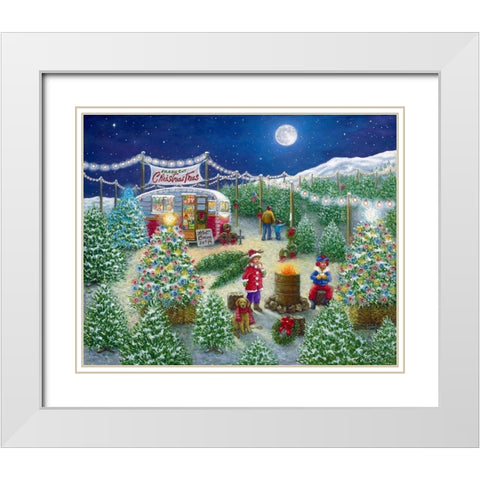 A LOT of Christmas Trees White Modern Wood Framed Art Print with Double Matting by Kruskamp, Janet