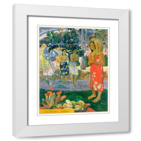 Hail Mary White Modern Wood Framed Art Print with Double Matting by Gauguin, Paul