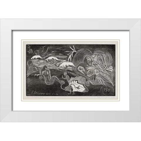 The Universe Is Being Created (Lunivers est cree), from the Noa Noa Suite White Modern Wood Framed Art Print with Double Matting by Gauguin, Paul