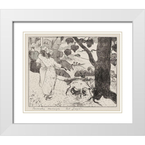 Pastorales Martiniques (Martinique Pastorals) White Modern Wood Framed Art Print with Double Matting by Gauguin, Paul