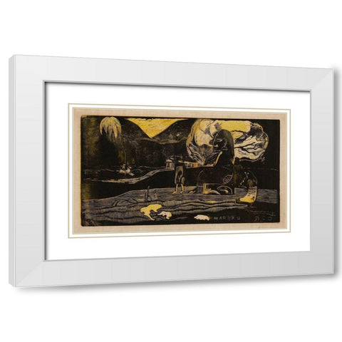 Offerings of Gratitude (Maruru), from the Noa Noa Suite White Modern Wood Framed Art Print with Double Matting by Gauguin, Paul