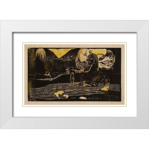 Offerings of Gratitude (Maruru), from the Noa Noa Suite White Modern Wood Framed Art Print with Double Matting by Gauguin, Paul