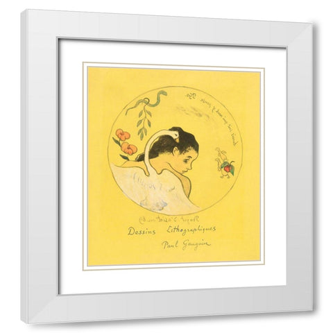 Projet dassiette, frontispiece from the Volpini Suite White Modern Wood Framed Art Print with Double Matting by Gauguin, Paul