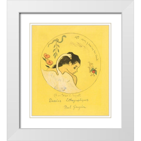 Projet dassiette, frontispiece from the Volpini Suite White Modern Wood Framed Art Print with Double Matting by Gauguin, Paul
