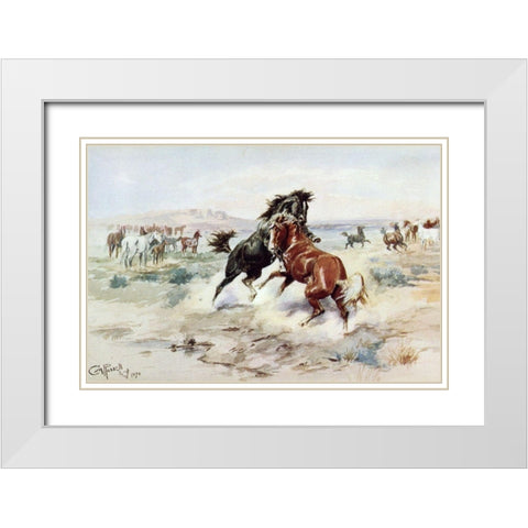 The Challenge White Modern Wood Framed Art Print with Double Matting by Russell, Charles Marion