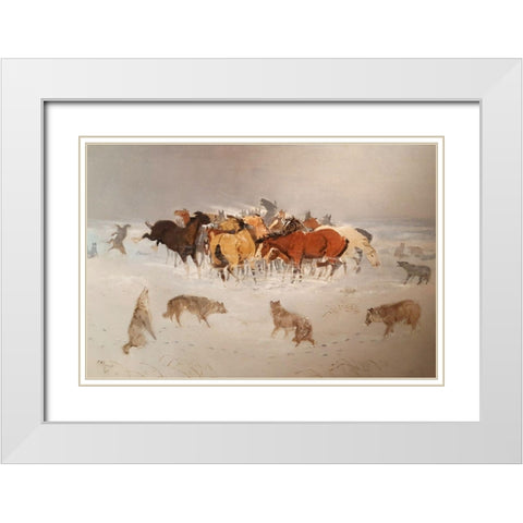 Flying hoofs White Modern Wood Framed Art Print with Double Matting by Russell, Charles Marion