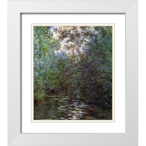 Le Fleuve Aux Saules White Modern Wood Framed Art Print with Double Matting by Monet, Claude