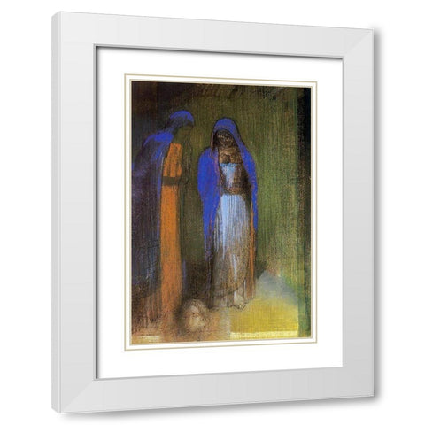 Salome White Modern Wood Framed Art Print with Double Matting by Redon, Odilon
