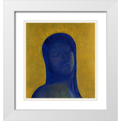 Closed Eyes Blue White Modern Wood Framed Art Print with Double Matting by Redon, Odilon
