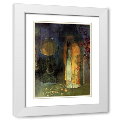 The Yellow Cape White Modern Wood Framed Art Print with Double Matting by Redon, Odilon