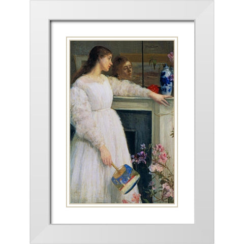 Symphony in White no 2, The Little White Girl White Modern Wood Framed Art Print with Double Matting by Whistler, James McNeill