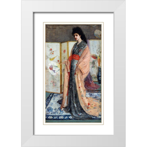 The Princess from the Land of Porcelain White Modern Wood Framed Art Print with Double Matting by Whistler, James McNeill
