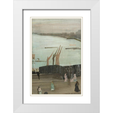 Variations in Pink and Grey, Chelsea White Modern Wood Framed Art Print with Double Matting by Whistler, James McNeill