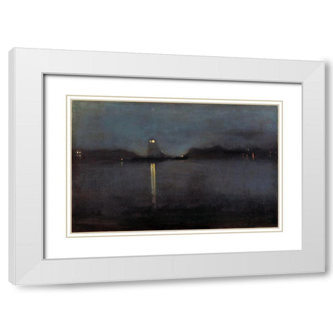 Nocturne White Modern Wood Framed Art Print with Double Matting by Whistler, James McNeill