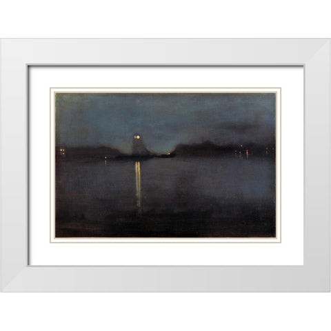 Nocturne White Modern Wood Framed Art Print with Double Matting by Whistler, James McNeill