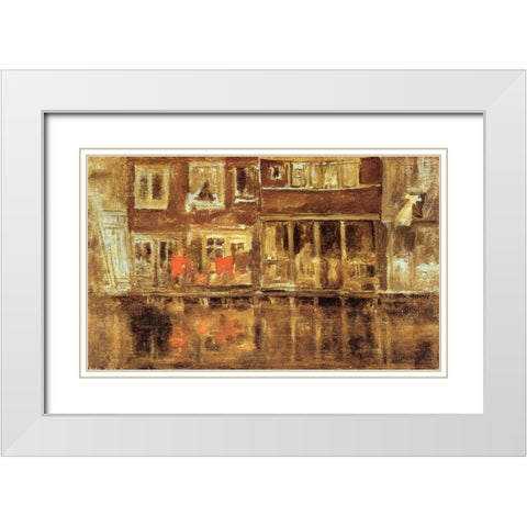 The Canal Amsterdam White Modern Wood Framed Art Print with Double Matting by Whistler, James McNeill