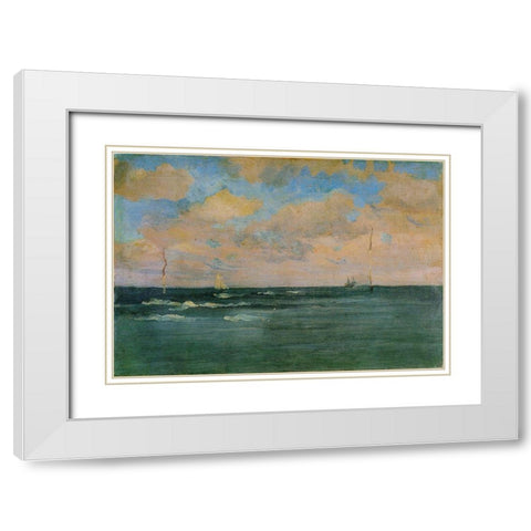 The Bathing Posts, Brittany White Modern Wood Framed Art Print with Double Matting by Whistler, James McNeill