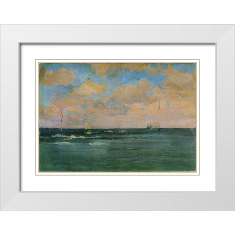 The Bathing Posts, Brittany White Modern Wood Framed Art Print with Double Matting by Whistler, James McNeill