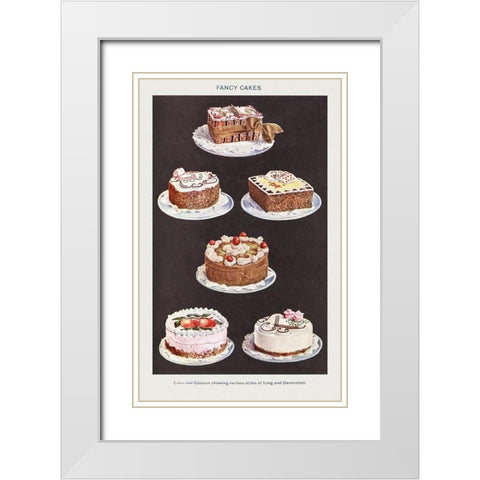 Fancy Cakes White Modern Wood Framed Art Print with Double Matting by Mrs. Beeton''s Book of Household Management