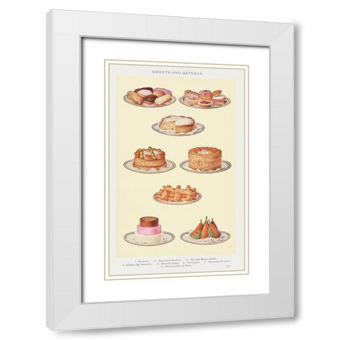 Sweets and Gâteaux White Modern Wood Framed Art Print with Double Matting by Mrs. Beeton''s Book of Household Management