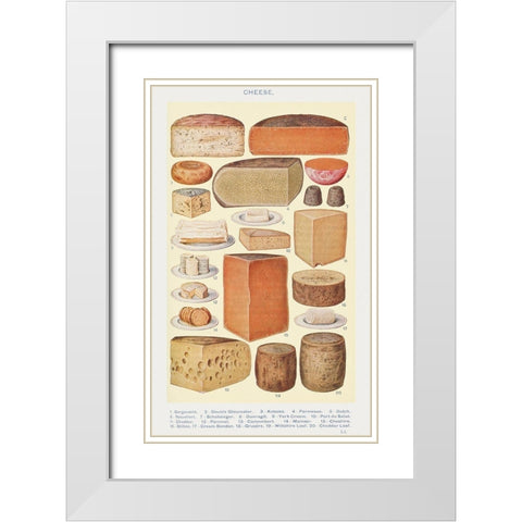 Cheeses White Modern Wood Framed Art Print with Double Matting by Mrs. Beeton''s Book of Household Management