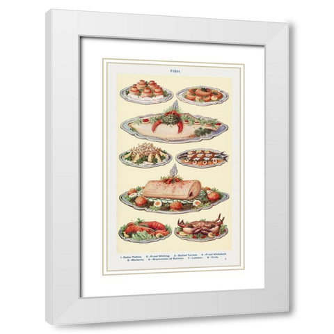 Fish III White Modern Wood Framed Art Print with Double Matting by Mrs. Beeton''s Book of Household Management