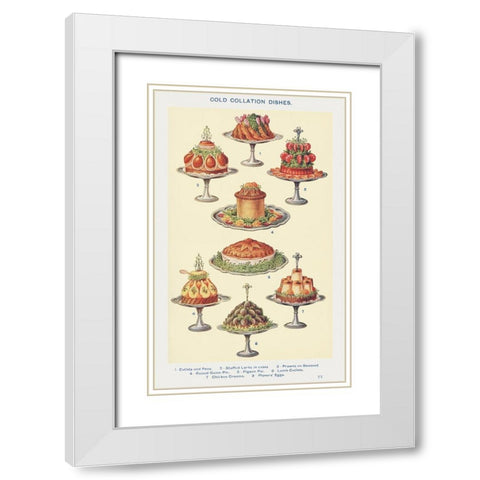 Cold Collation Dishes White Modern Wood Framed Art Print with Double Matting by Mrs. Beeton''s Book of Household Management