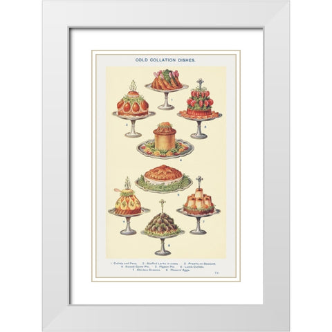 Cold Collation Dishes White Modern Wood Framed Art Print with Double Matting by Mrs. Beeton''s Book of Household Management