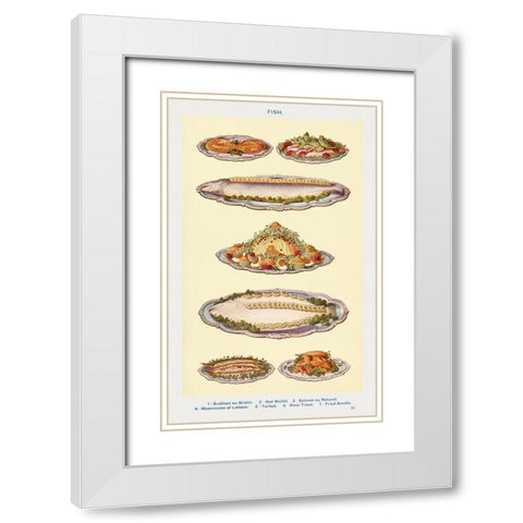 Fish IV White Modern Wood Framed Art Print with Double Matting by Mrs. Beeton''s Book of Household Management