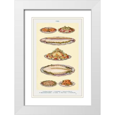 Fish IV White Modern Wood Framed Art Print with Double Matting by Mrs. Beeton''s Book of Household Management