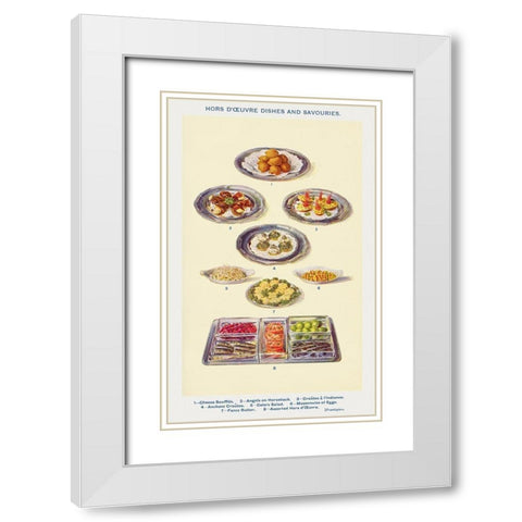 Hors doeuvres dishes and savouries White Modern Wood Framed Art Print with Double Matting by Mrs. Beeton''s Book of Household Management