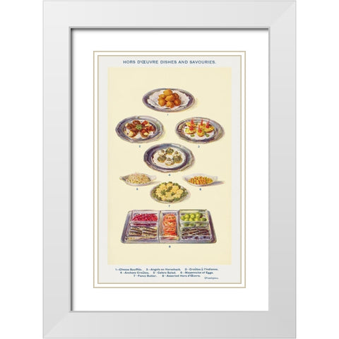 Hors doeuvres dishes and savouries White Modern Wood Framed Art Print with Double Matting by Mrs. Beeton''s Book of Household Management