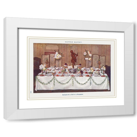 A Supper Buffet for Ball or Reception White Modern Wood Framed Art Print with Double Matting by Mrs. Beeton''s Book of Household Management