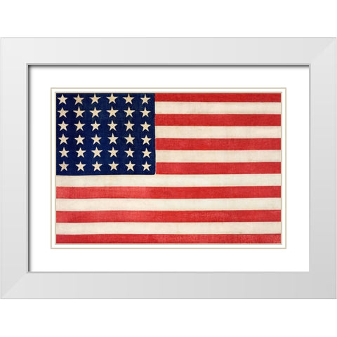 The Thirty-Six Star Flag of the United States of America White Modern Wood Framed Art Print with Double Matting by Library of Congress