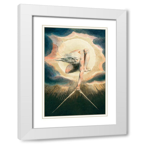 Ancient of Days Setting a Compass to the Earth White Modern Wood Framed Art Print with Double Matting by Blake, William